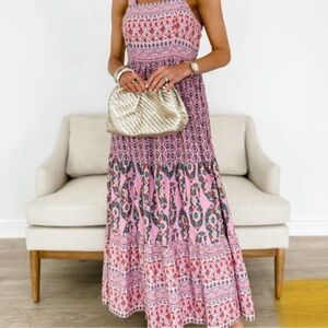 Knox Rose Pink and White Patterned Dress